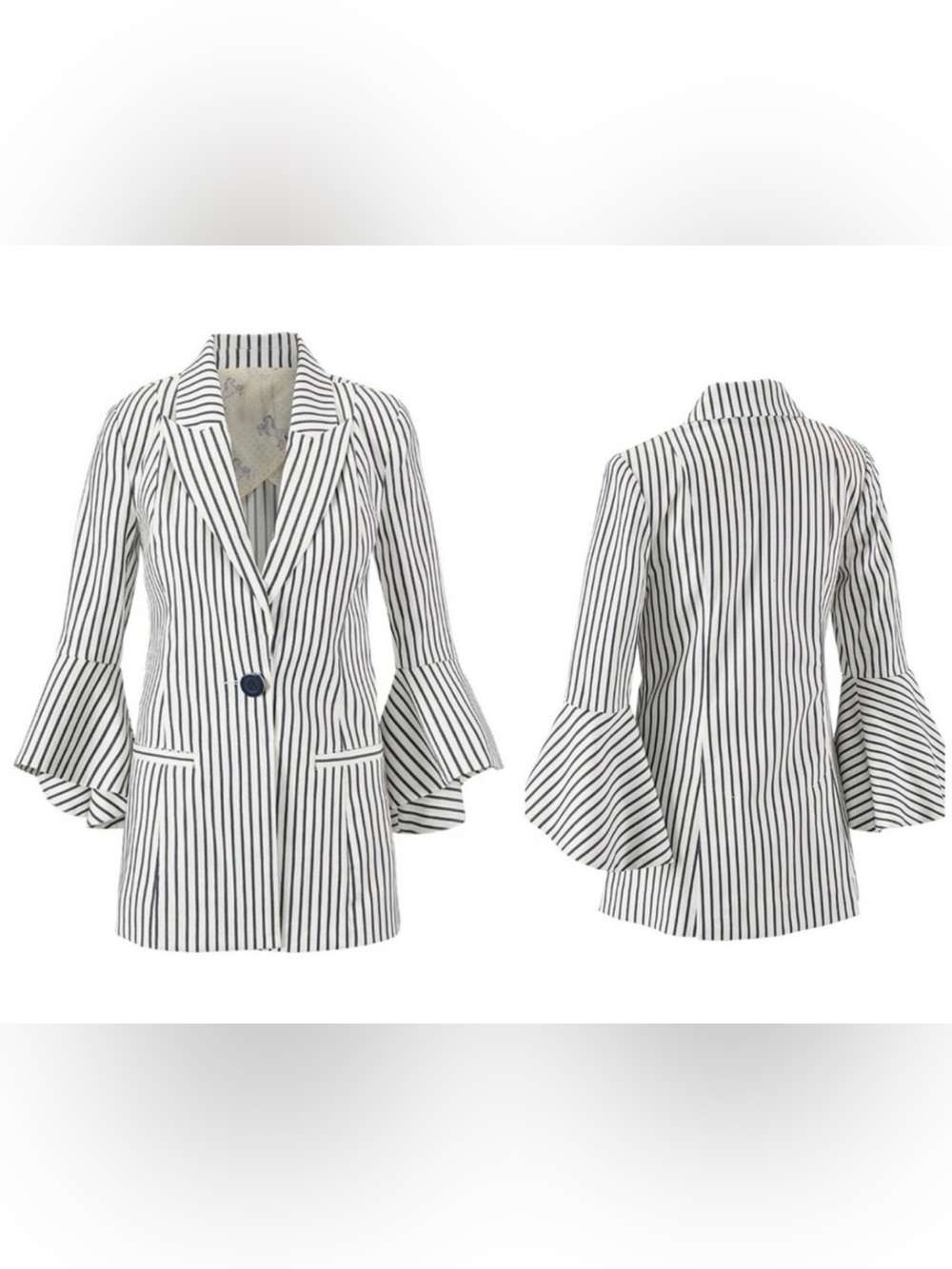 CAbi women’s striped bell sleeve Blazer jacket size 2